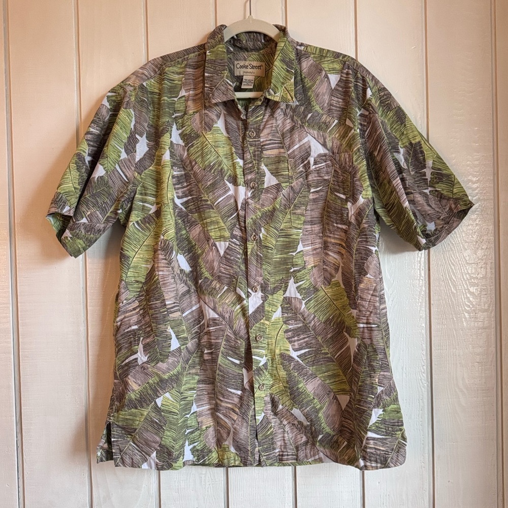 Vintage Cooke Street Leaf Print Hawaiian Shirt